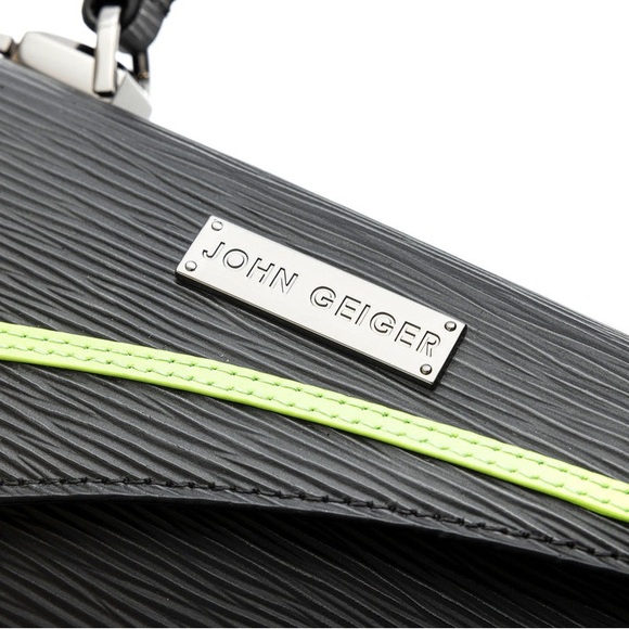 NWT John Geiger medium Lowercase Flap bag calfskin designer logo purse satchel - Picture 7 of 9